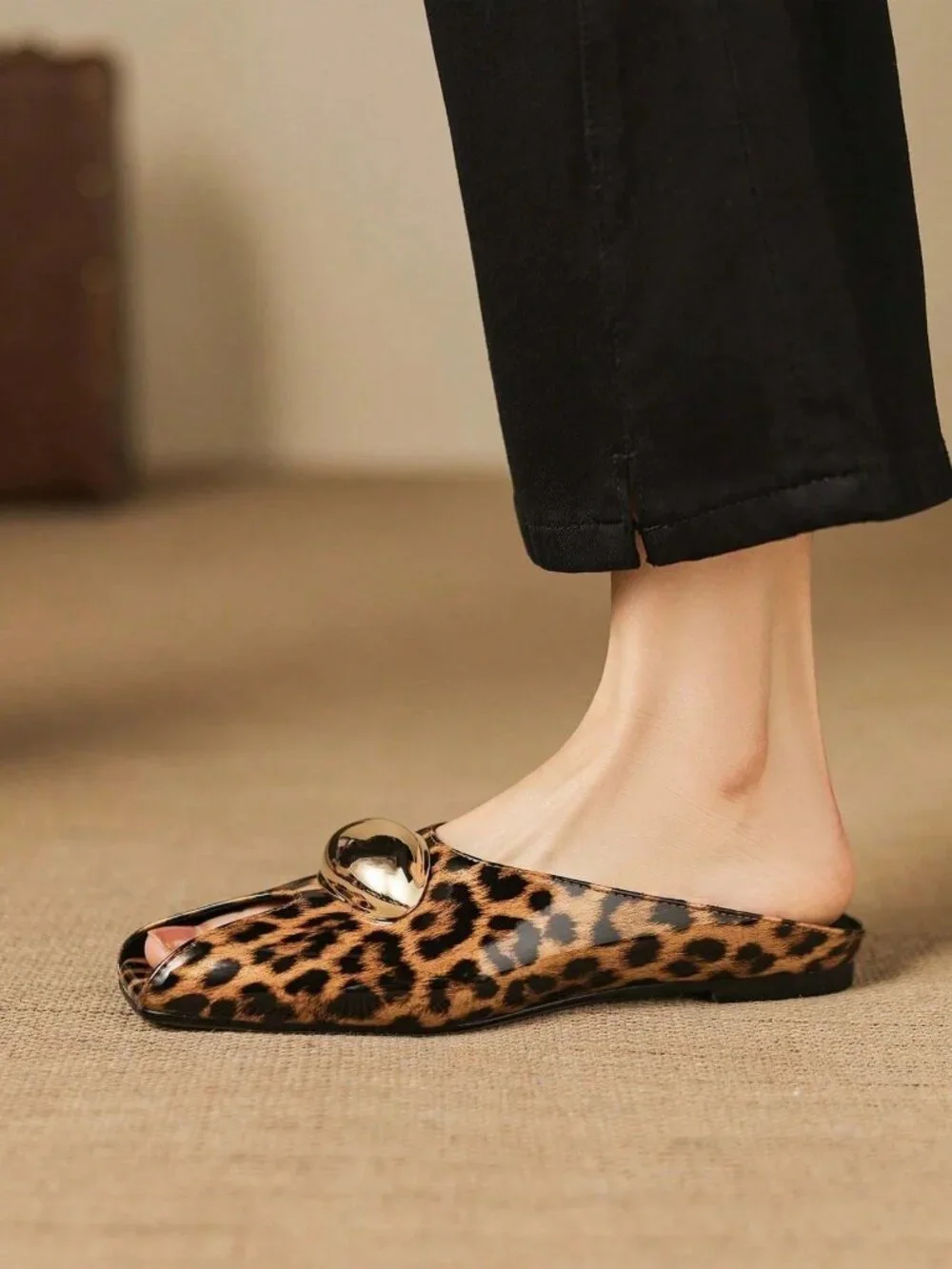 Brown Casual Women's Bow Slide Sandals High Heel Pointed Toe